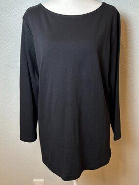 Lemon Way Pima Cotton Long Sleeve Tunic Top XL Boatneck Minimalist Basic Soft